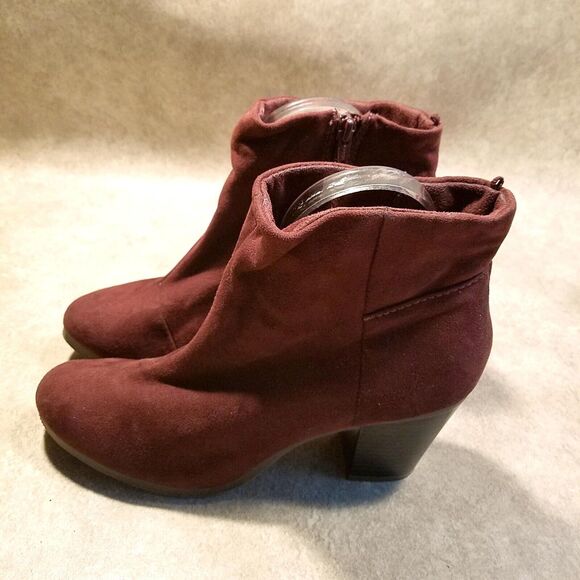Old Navy Womens 978719-03-1 Size 8 Wine Red Textile Block Heeled Ankle Boot Boot - Picture 4 of 9